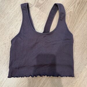 90 degree  by reflex ribbed lettuce edge cropped tank top long line bra